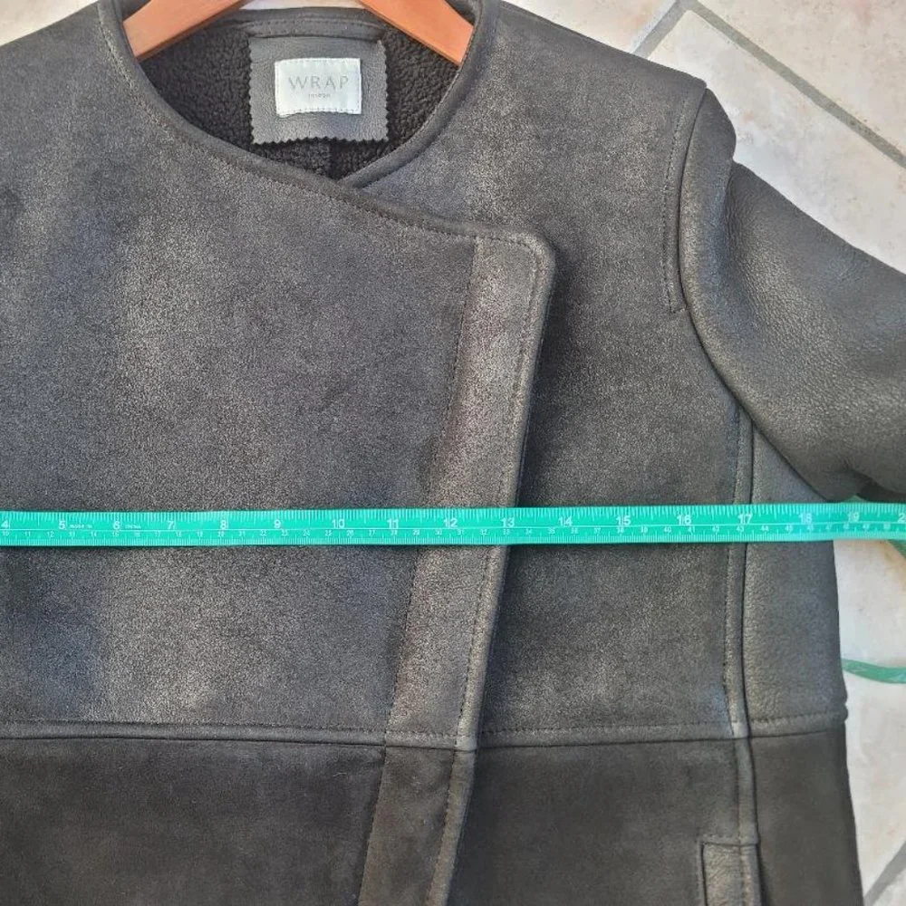 WRAP LONDON Suede and Leather Sheepskin Shearling Leah Jacket XS - Picture 10 of 12